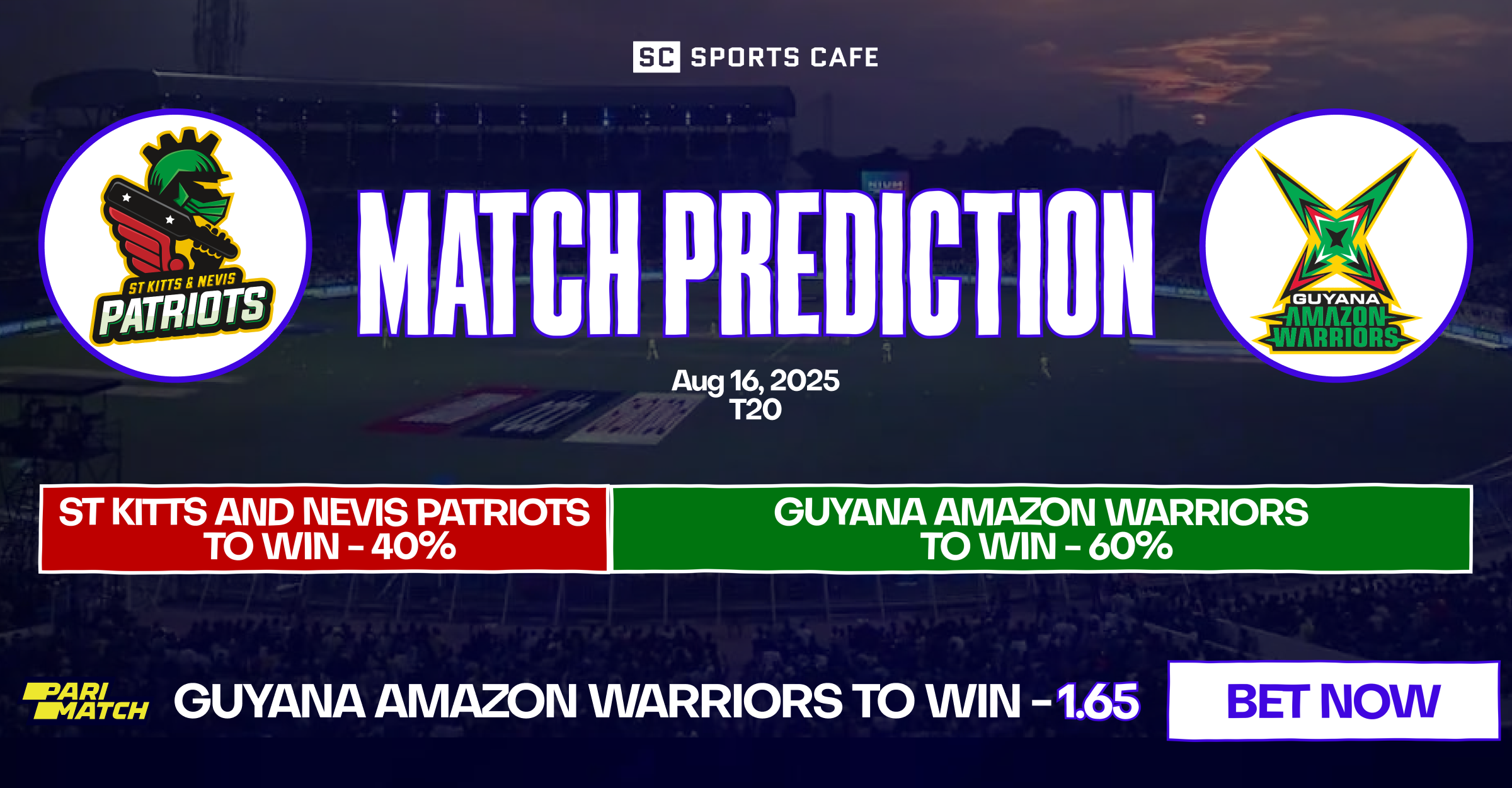 St Kitts and Nevis Patriots vs Guyana Amazon Warriors